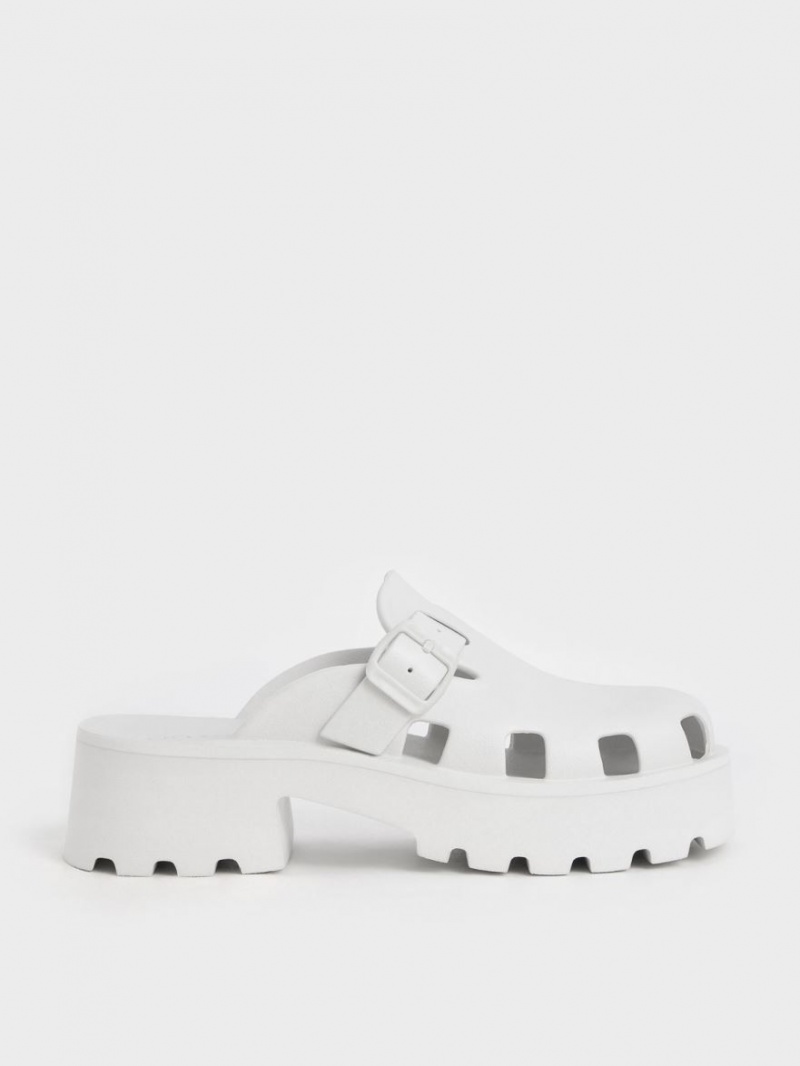 Mules Charles & Keith Mae Buckled Platforma Albi | 365XTMOKU