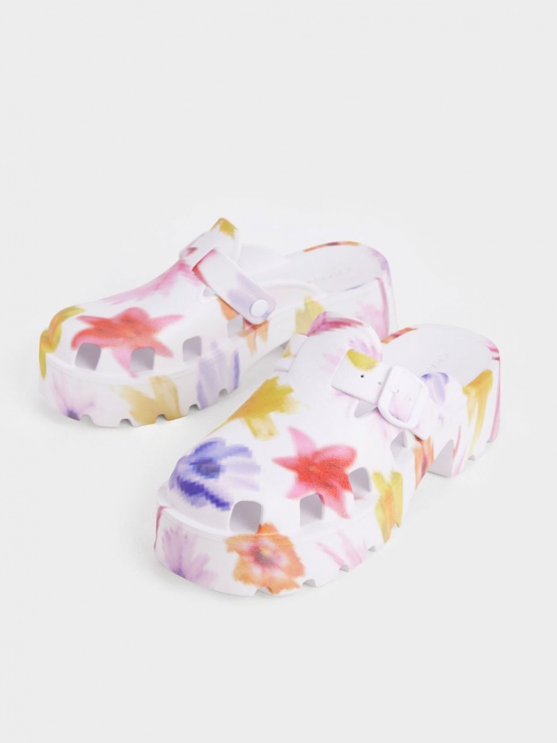 Mules Charles & Keith Mae Printed Buckled Platforma Colorati | 758BCTMKQ