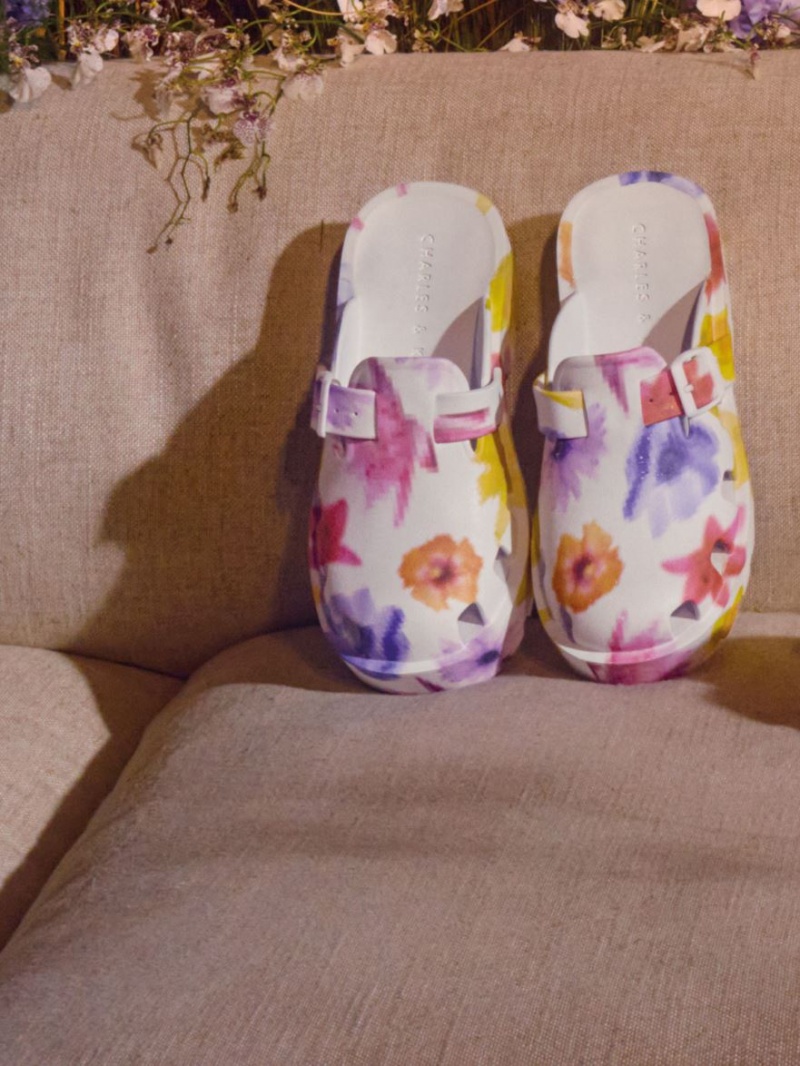 Mules Charles & Keith Mae Printed Buckled Platforma Colorati | 758BCTMKQ