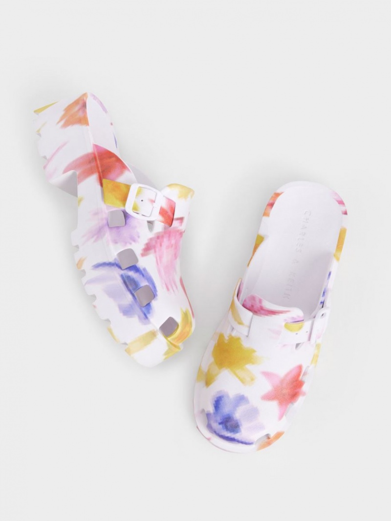 Mules Charles & Keith Mae Printed Buckled Platforma Colorati | 758BCTMKQ