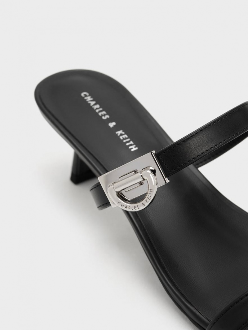 Mules Charles & Keith Metallic Accent Double Curea Negrii | 380SAFLVM