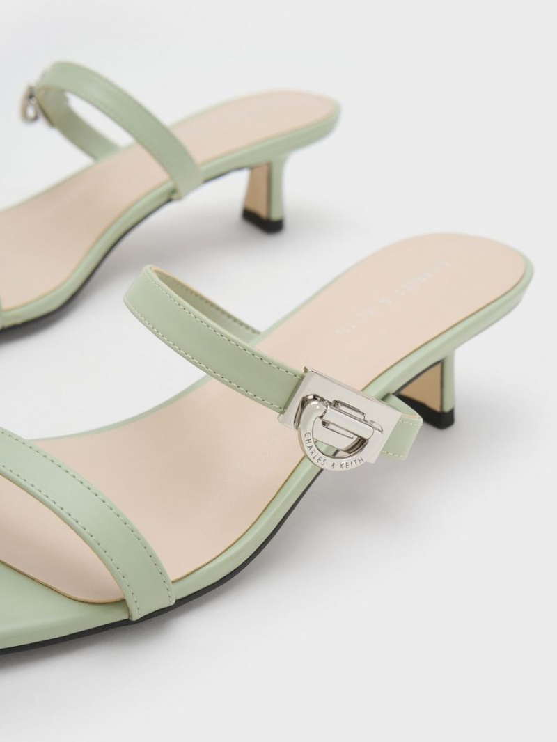 Mules Charles & Keith Metallic Accent Double Curea Verde Menta | 940VTKQCO