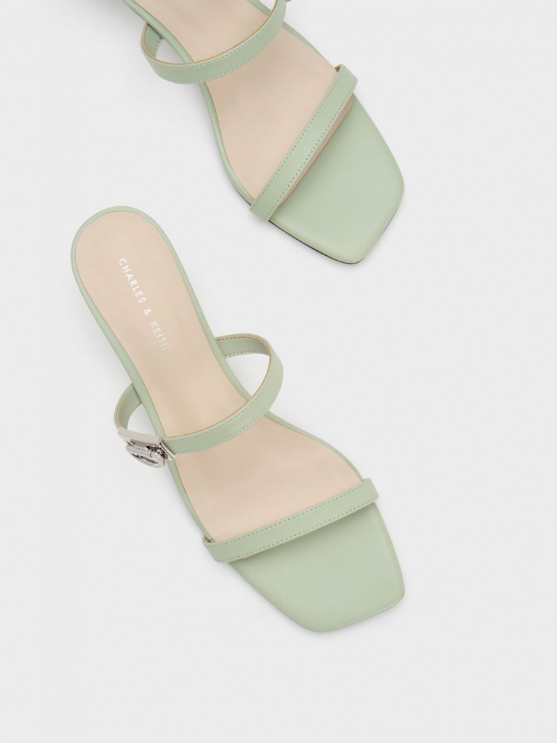 Mules Charles & Keith Metallic Accent Double Curea Verde Menta | 940VTKQCO