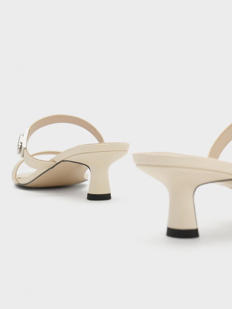 Mules Charles & Keith Metallic Accent Double Curea Albi | 729SRHOPI