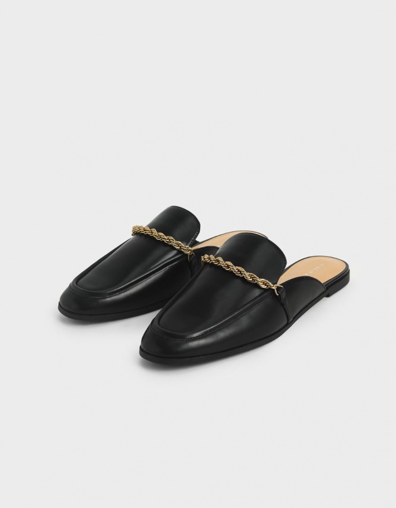 Mules Charles & Keith Metallic Accent Flats Negrii | 031NZDWKS