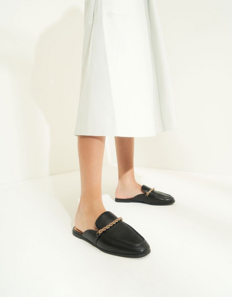 Mules Charles & Keith Metallic Accent Flats Negrii | 031NZDWKS
