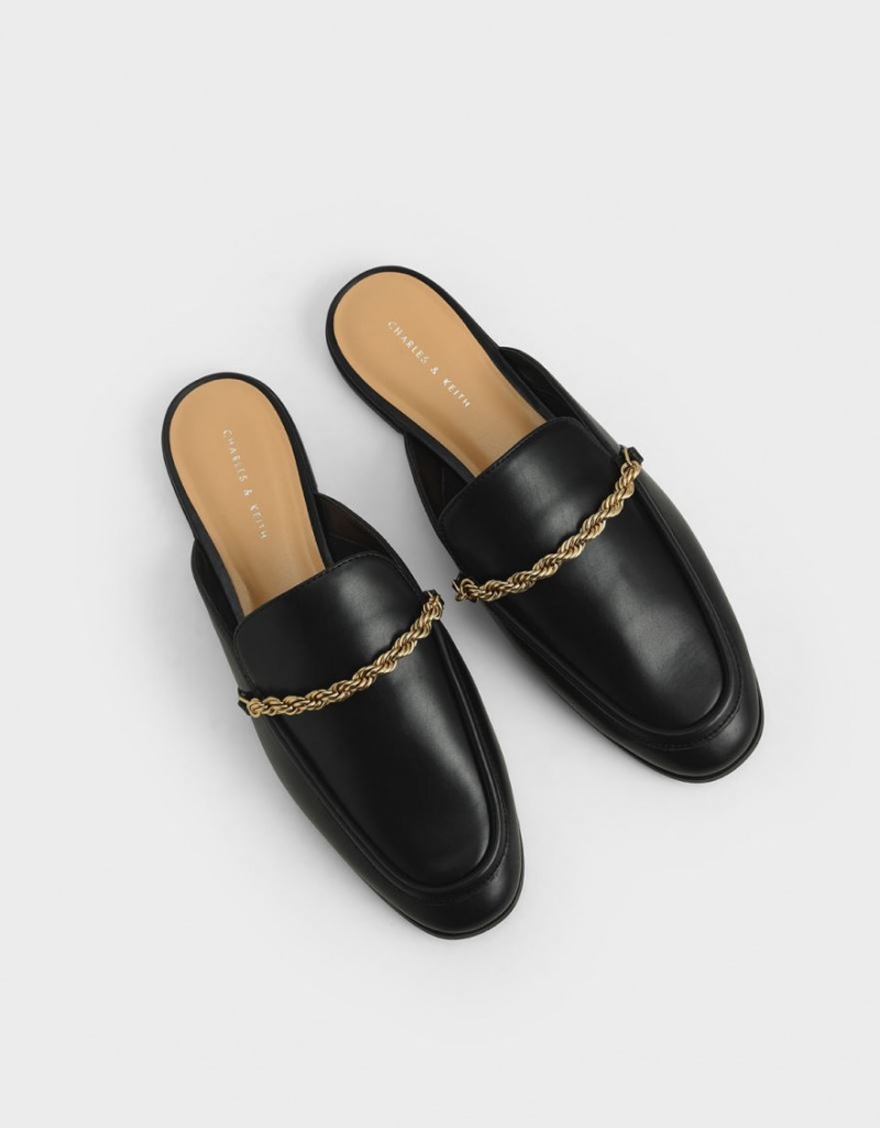 Mules Charles & Keith Metallic Accent Flats Negrii | 031NZDWKS
