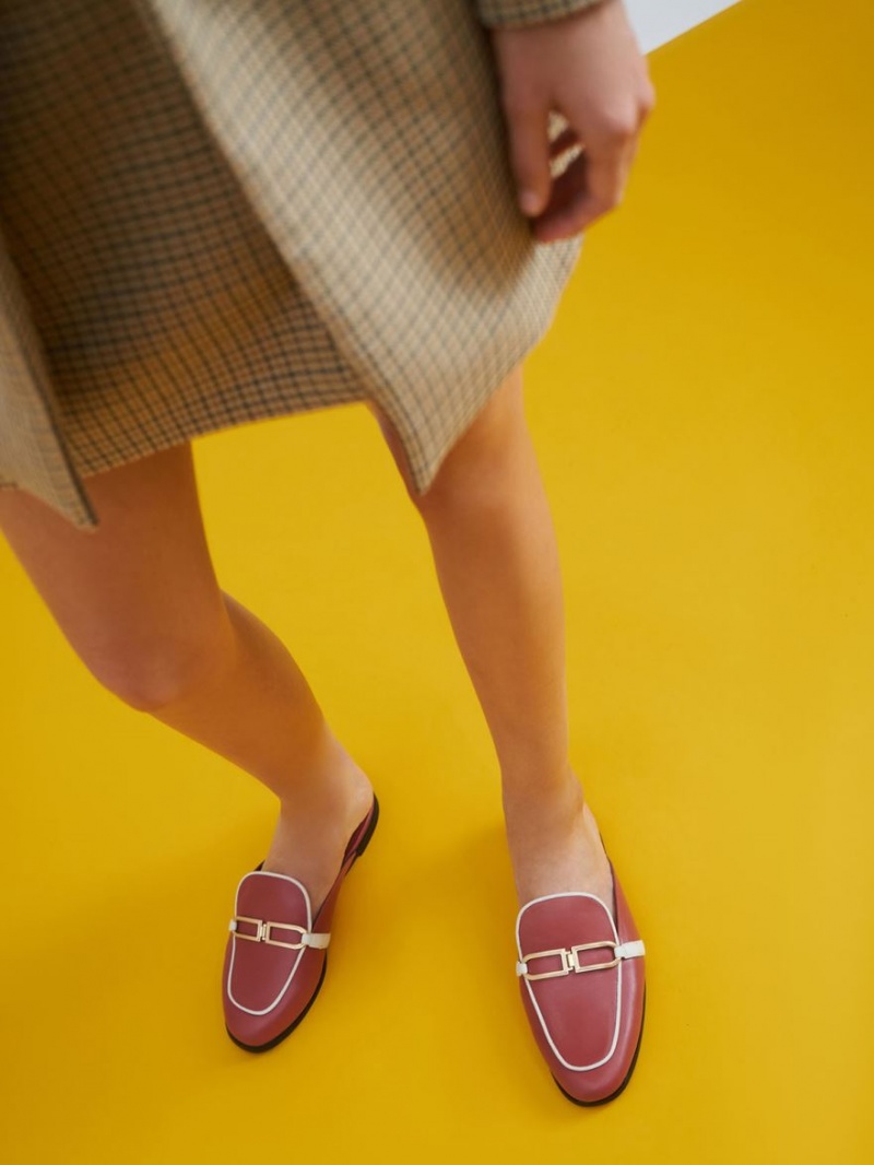 Mules Charles & Keith Metallic Accent Flats Rosii Inchis | 174PNIVDK