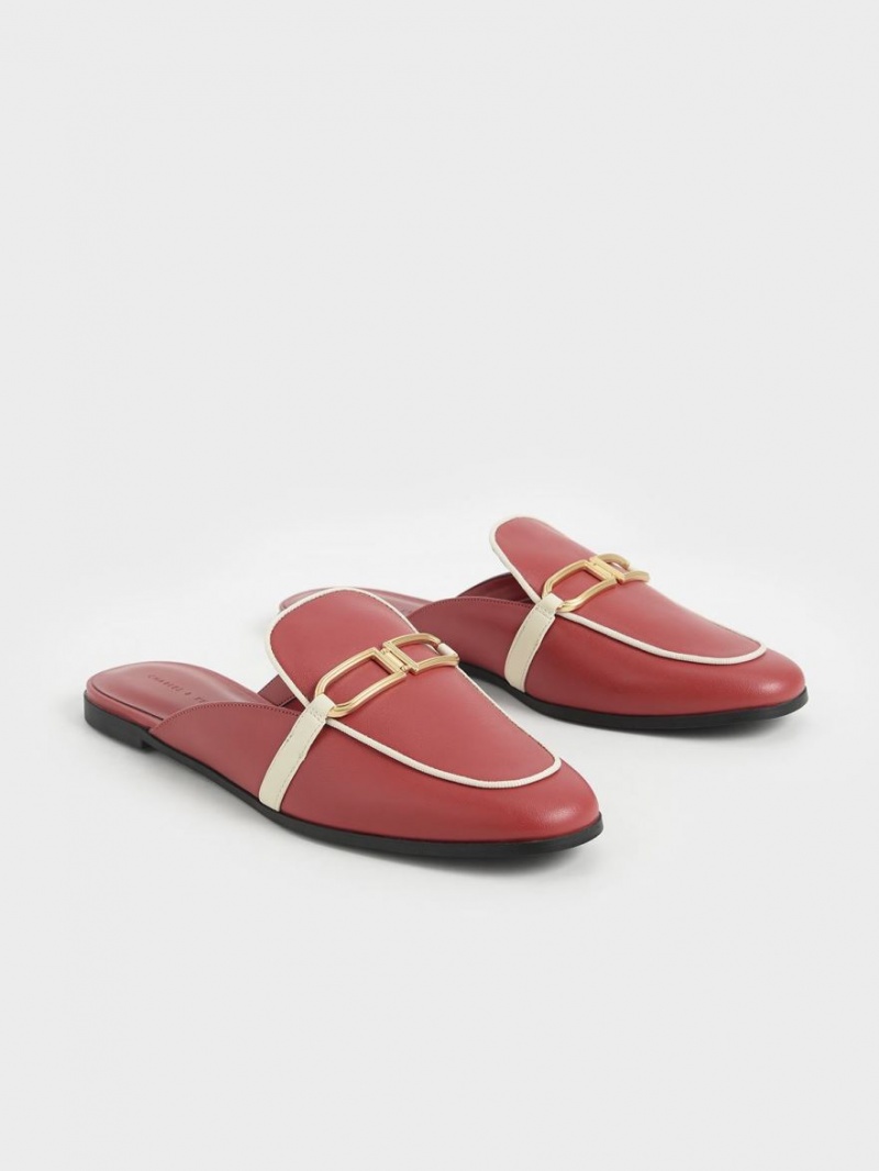 Mules Charles & Keith Metallic Accent Flats Rosii Inchis | 174PNIVDK
