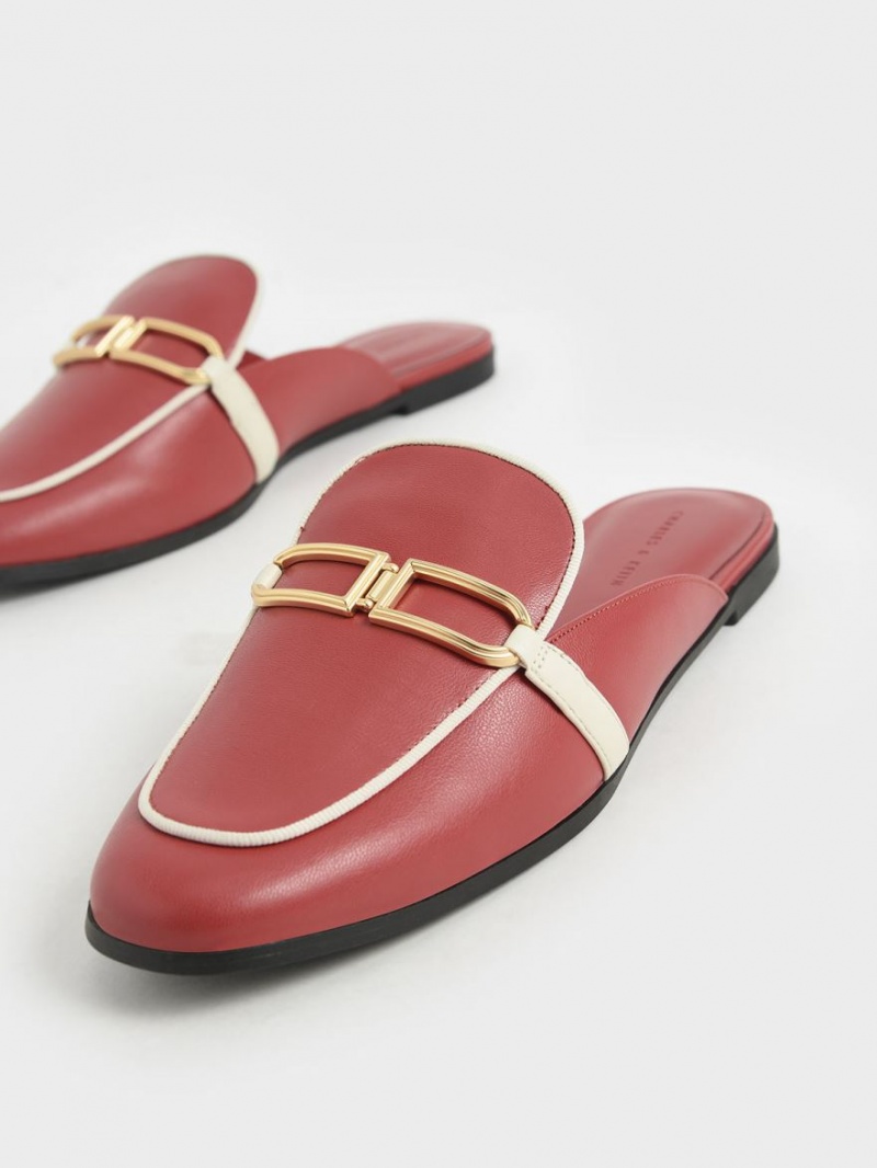 Mules Charles & Keith Metallic Accent Flats Rosii Inchis | 174PNIVDK