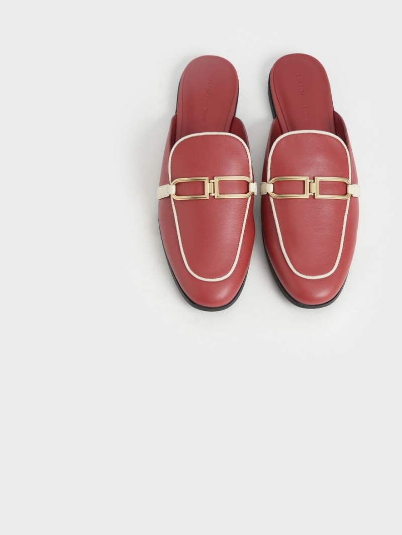 Mules Charles & Keith Metallic Accent Flats Rosii Inchis | 174PNIVDK