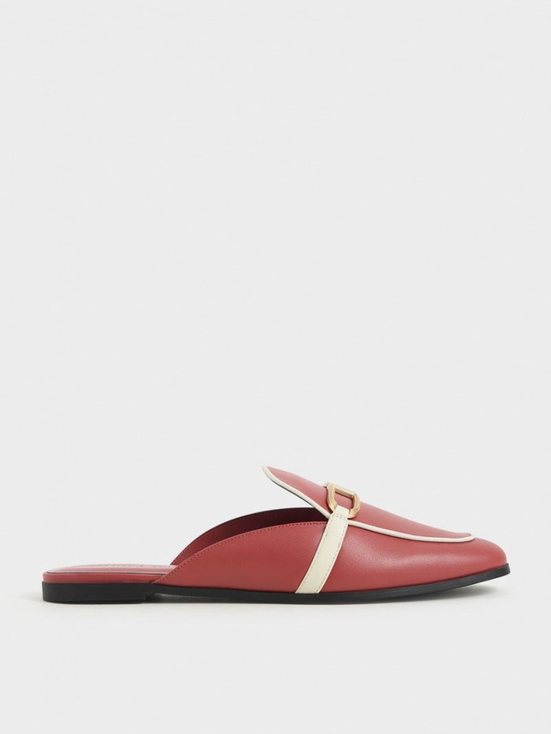 Mules Charles & Keith Metallic Accent Flats Rosii Inchis | 174PNIVDK