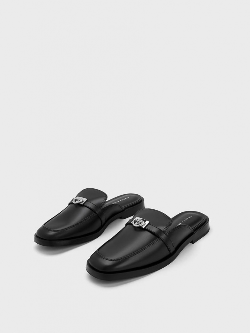 Mules Charles & Keith Metallic Accent Loafer Negrii | 167CUQOXA
