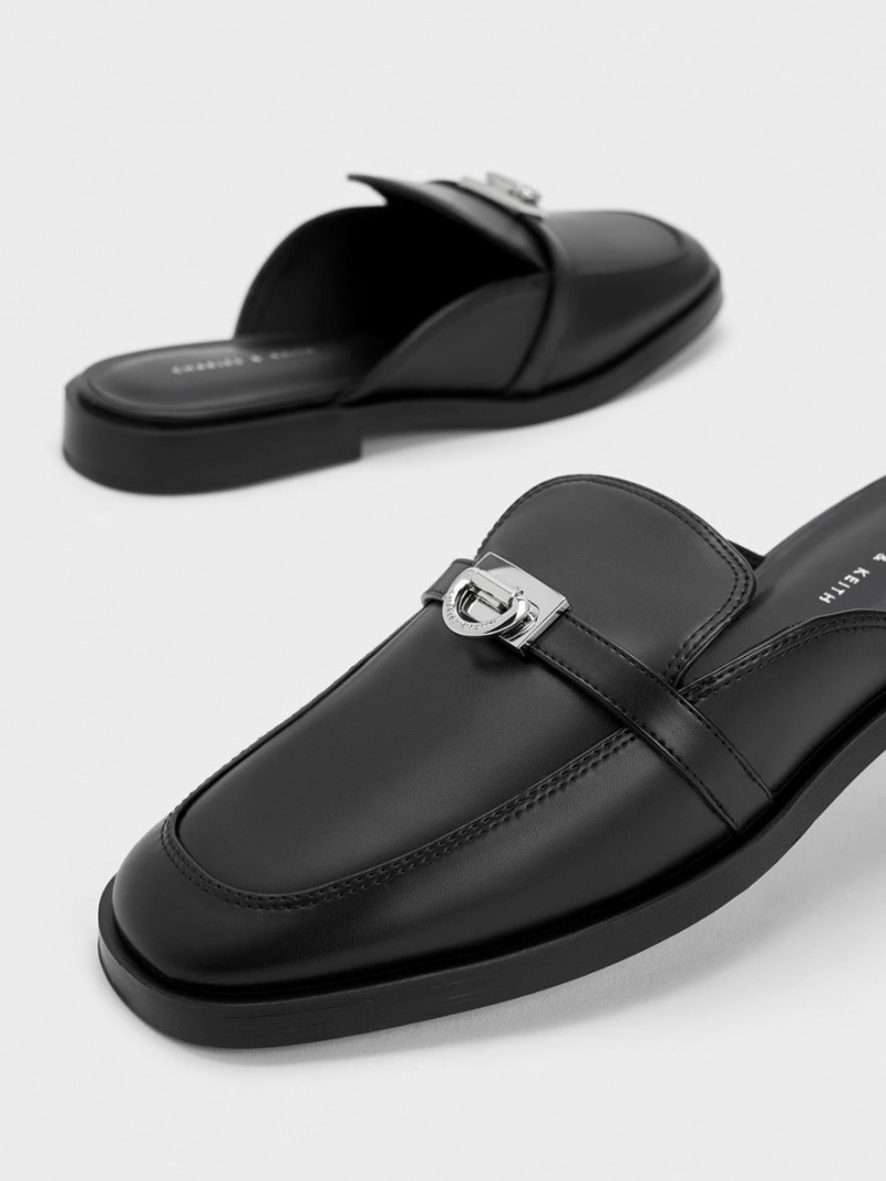 Mules Charles & Keith Metallic Accent Loafer Negrii | 167CUQOXA