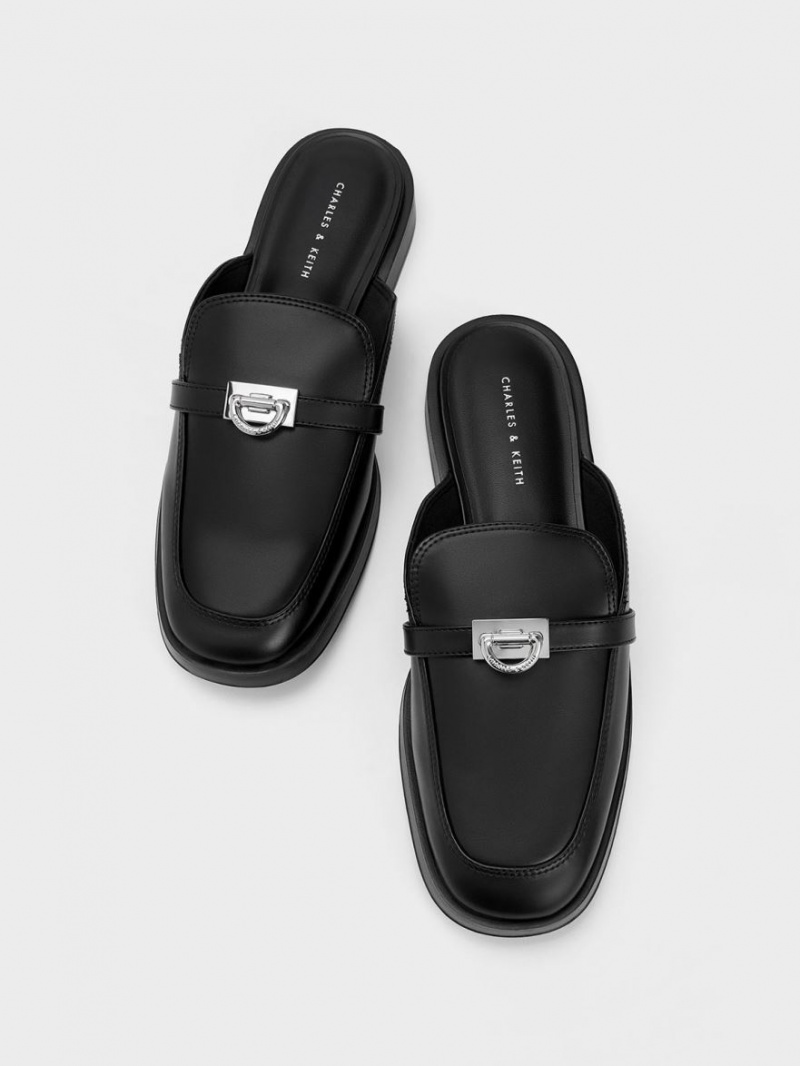 Mules Charles & Keith Metallic Accent Loafer Negrii | 167CUQOXA