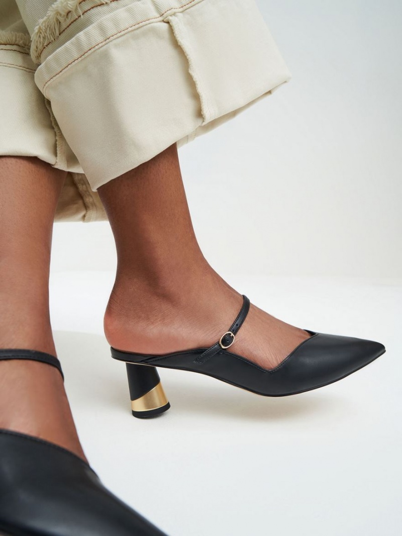 Mules Charles & Keith Metallic Sculptural Heel Negrii | 869PJGQIU