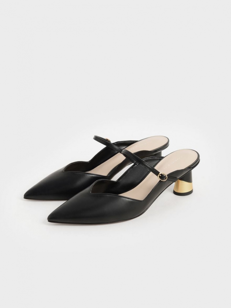Mules Charles & Keith Metallic Sculptural Heel Negrii | 869PJGQIU