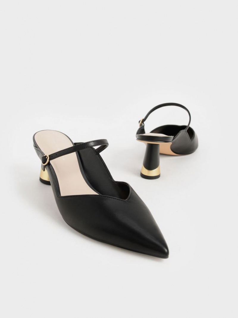 Mules Charles & Keith Metallic Sculptural Heel Negrii | 869PJGQIU