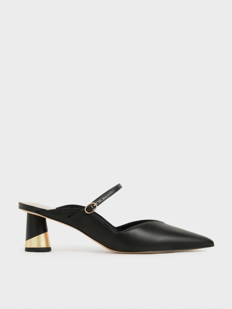 Mules Charles & Keith Metallic Sculptural Heel Negrii | 869PJGQIU