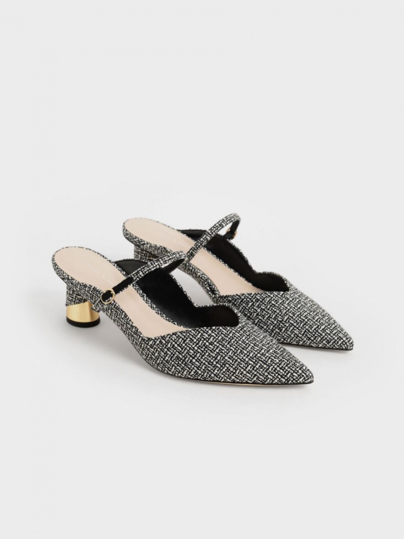 Mules Charles & Keith Metallic Sculptural Heel Tweed Colorati | 342VFBNRX