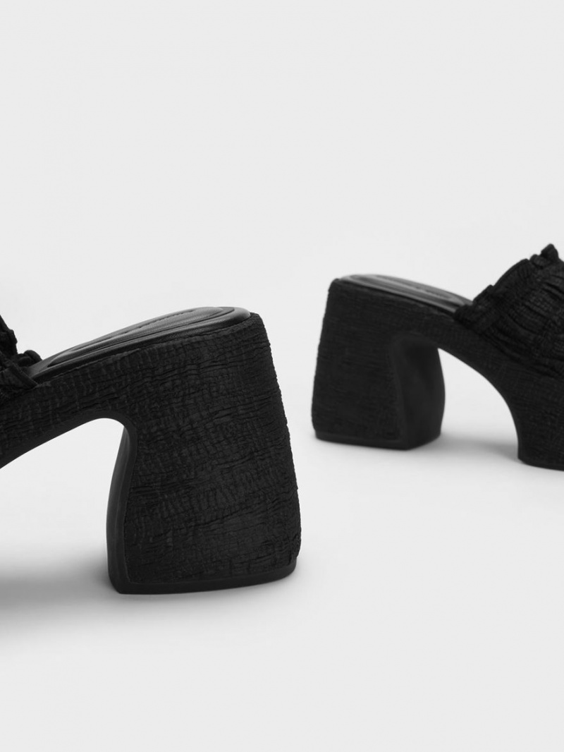 Mules Charles & Keith Nuala Ruched Platforma Negrii | 912KHQRUS