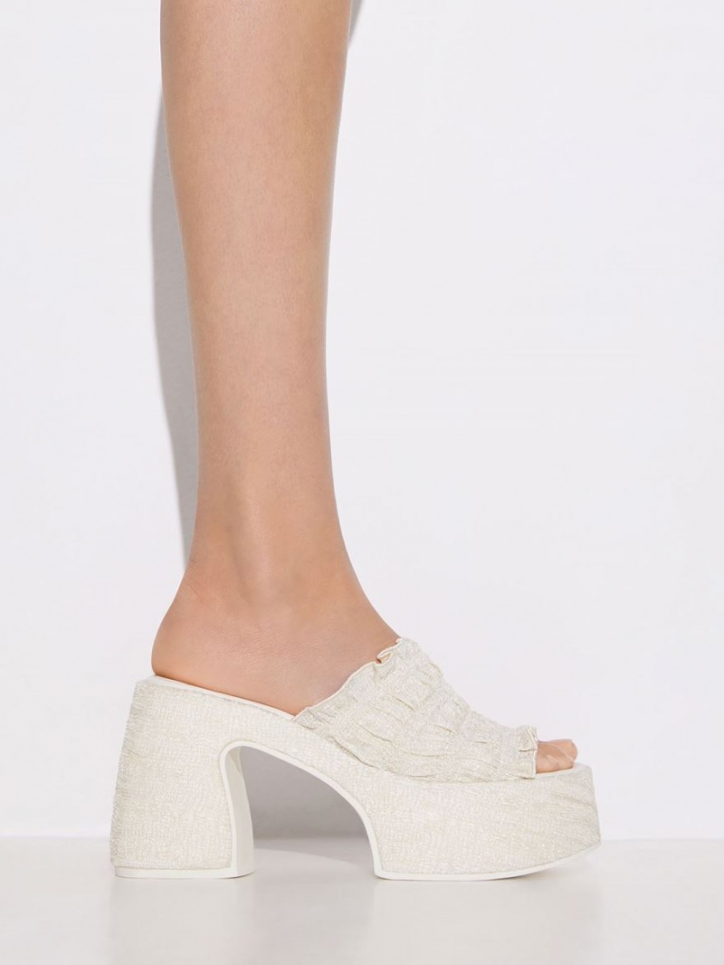 Mules Charles & Keith Nuala Ruched Platforma Albi | 470JSUBRO