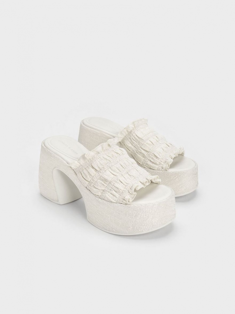 Mules Charles & Keith Nuala Ruched Platforma Albi | 470JSUBRO
