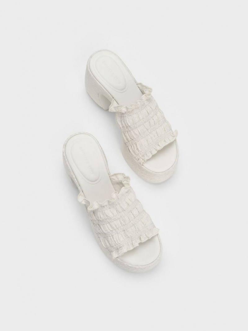 Mules Charles & Keith Nuala Ruched Platforma Albi | 470JSUBRO