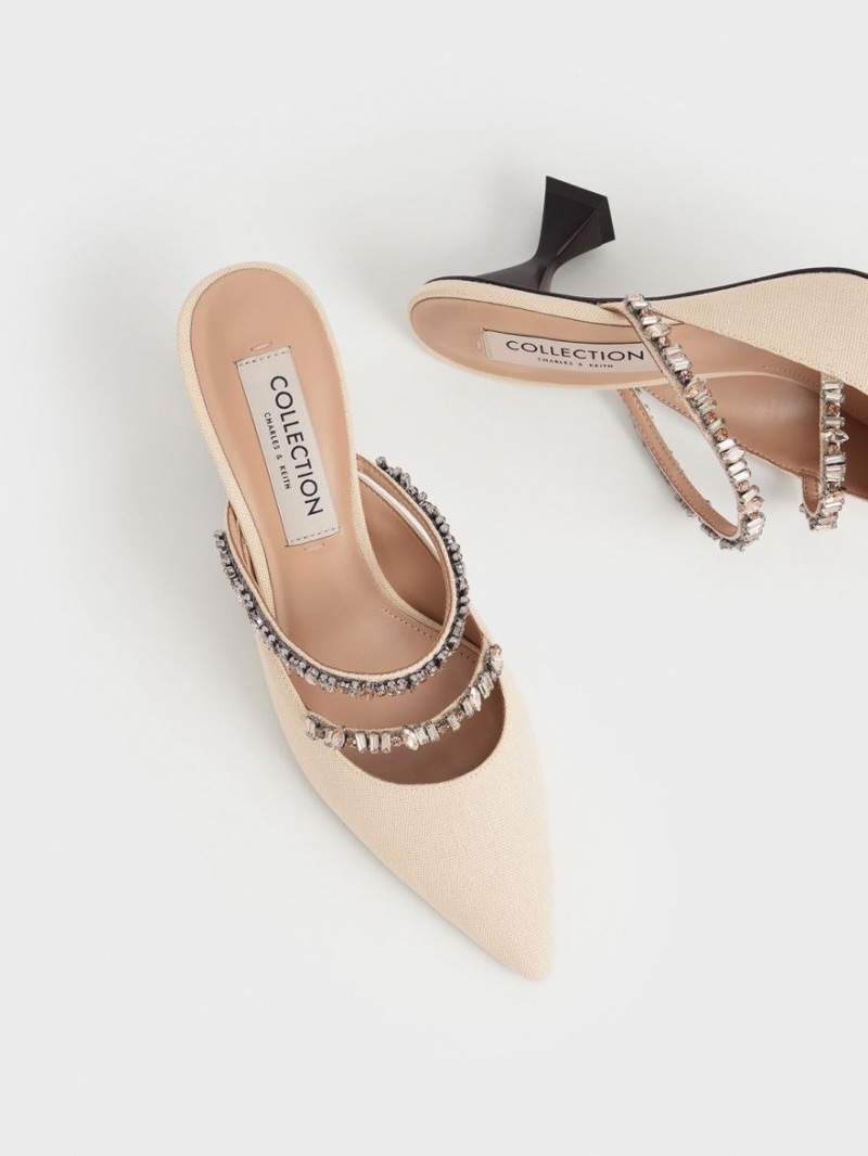 Mules Charles & Keith Panza Double Gem Curea Bej | 153QHGMWF