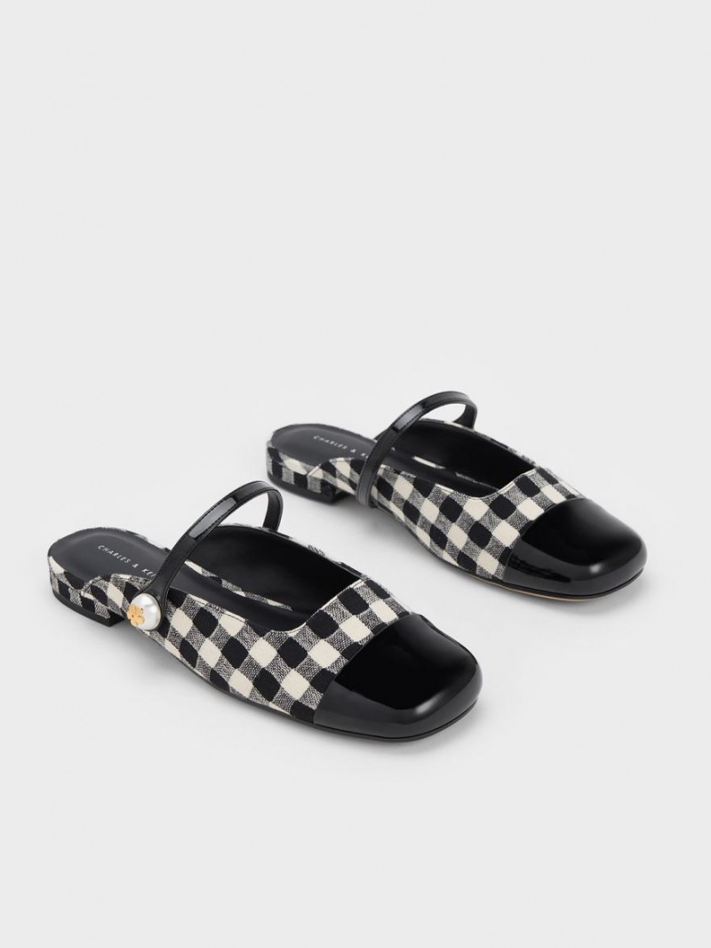 Mules Charles & Keith Pearl Embellished Gingham Plati Colorati | 964QYKZRA