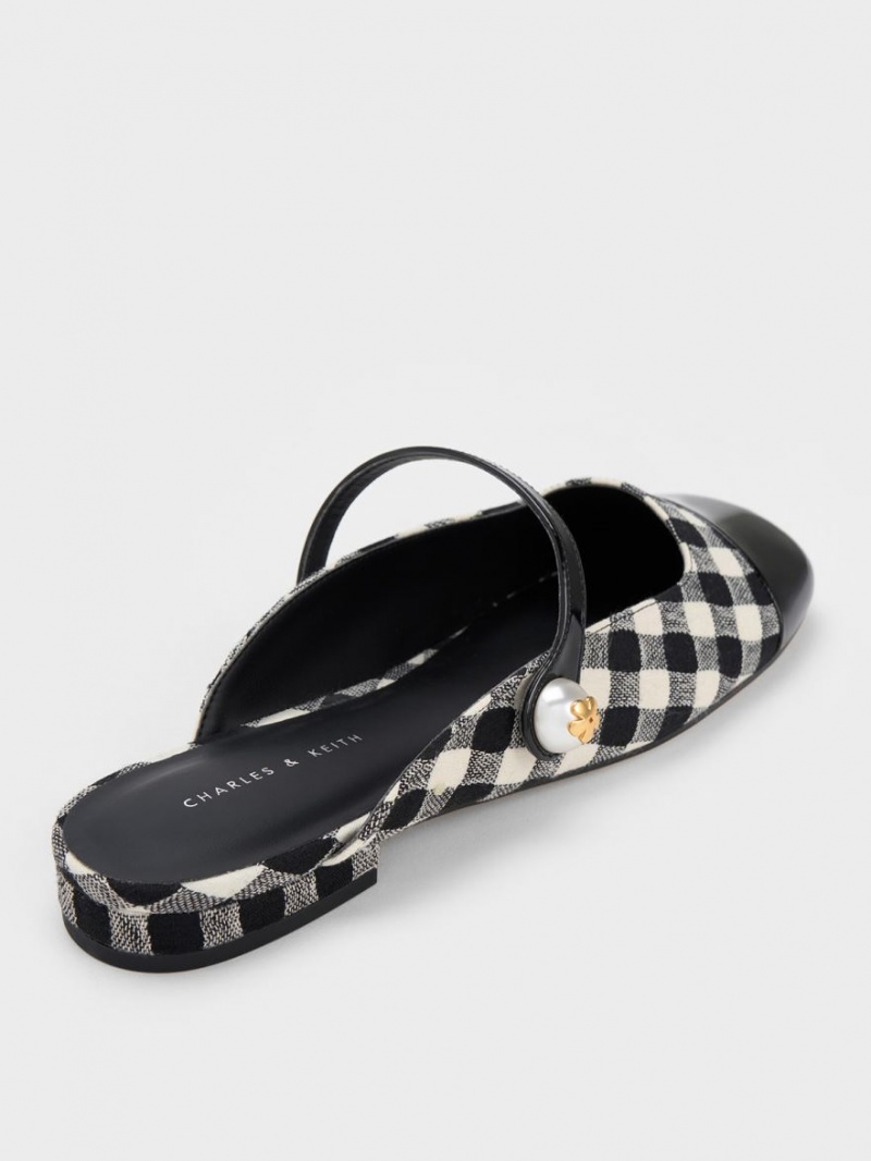 Mules Charles & Keith Pearl Embellished Gingham Plati Colorati | 964QYKZRA