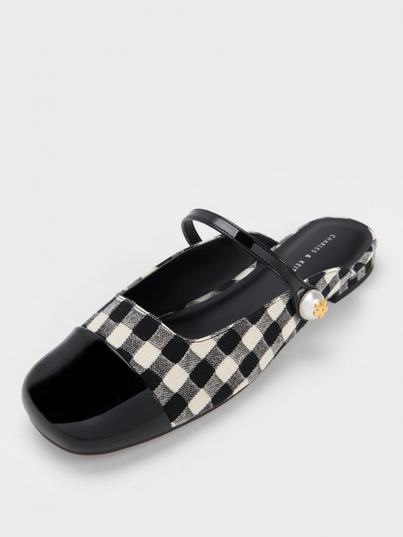 Mules Charles & Keith Pearl Embellished Gingham Plati Colorati | 964QYKZRA