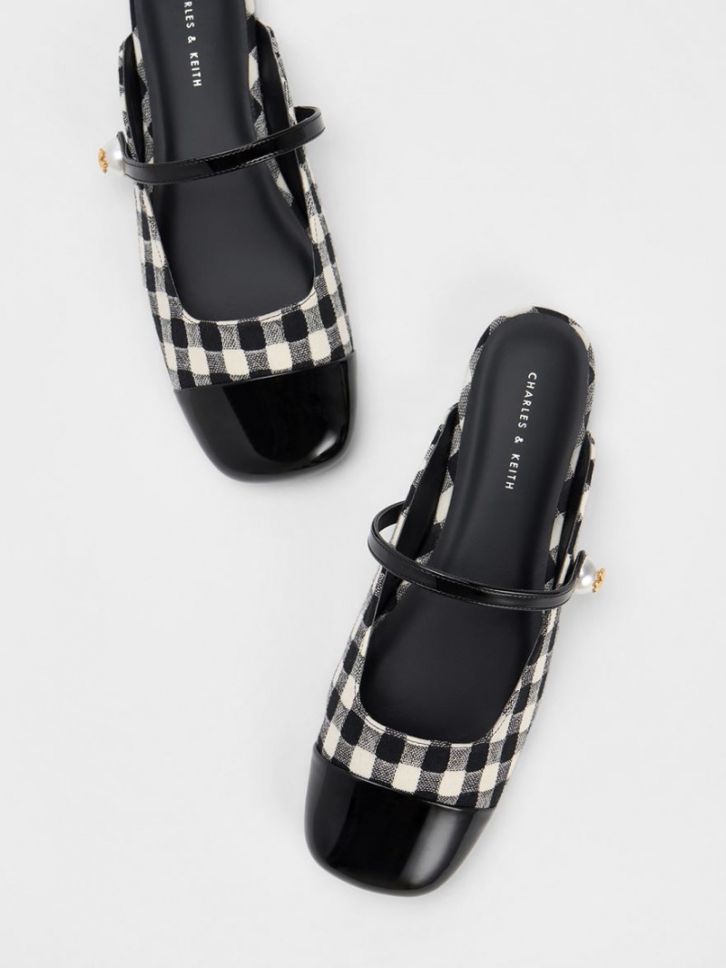 Mules Charles & Keith Pearl Embellished Gingham Plati Colorati | 964QYKZRA