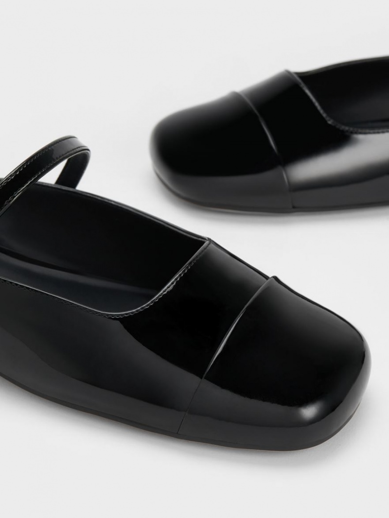 Mules Charles & Keith Pearl Embellished Lacuita Plati Negrii | 518CEOYGU