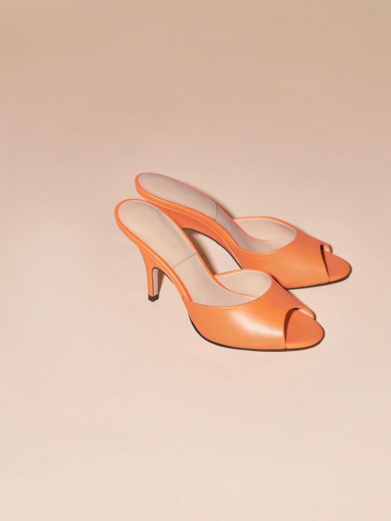 Mules Charles & Keith Piele Round-Bombeu Toc Portocalii | 374GKFZIA
