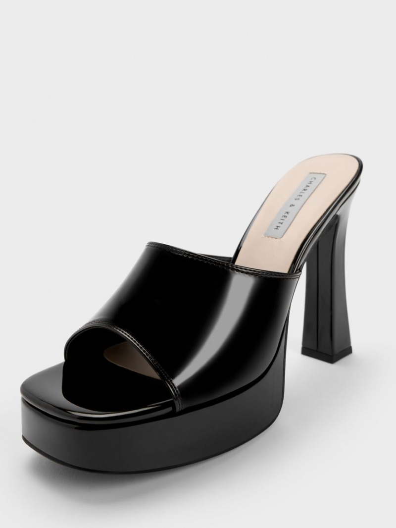 Mules Charles & Keith Platforma Block Heel Negrii | 708VNDEQI