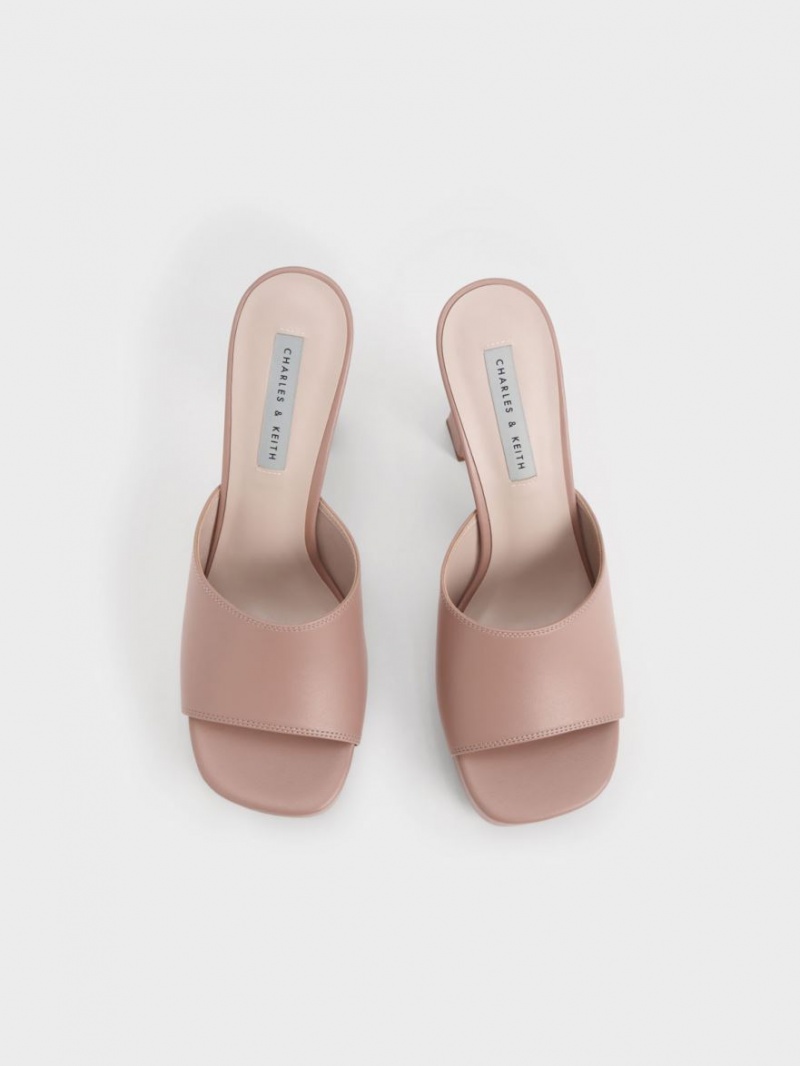 Mules Charles & Keith Platforma Block Heel Bej | 856THVPLX