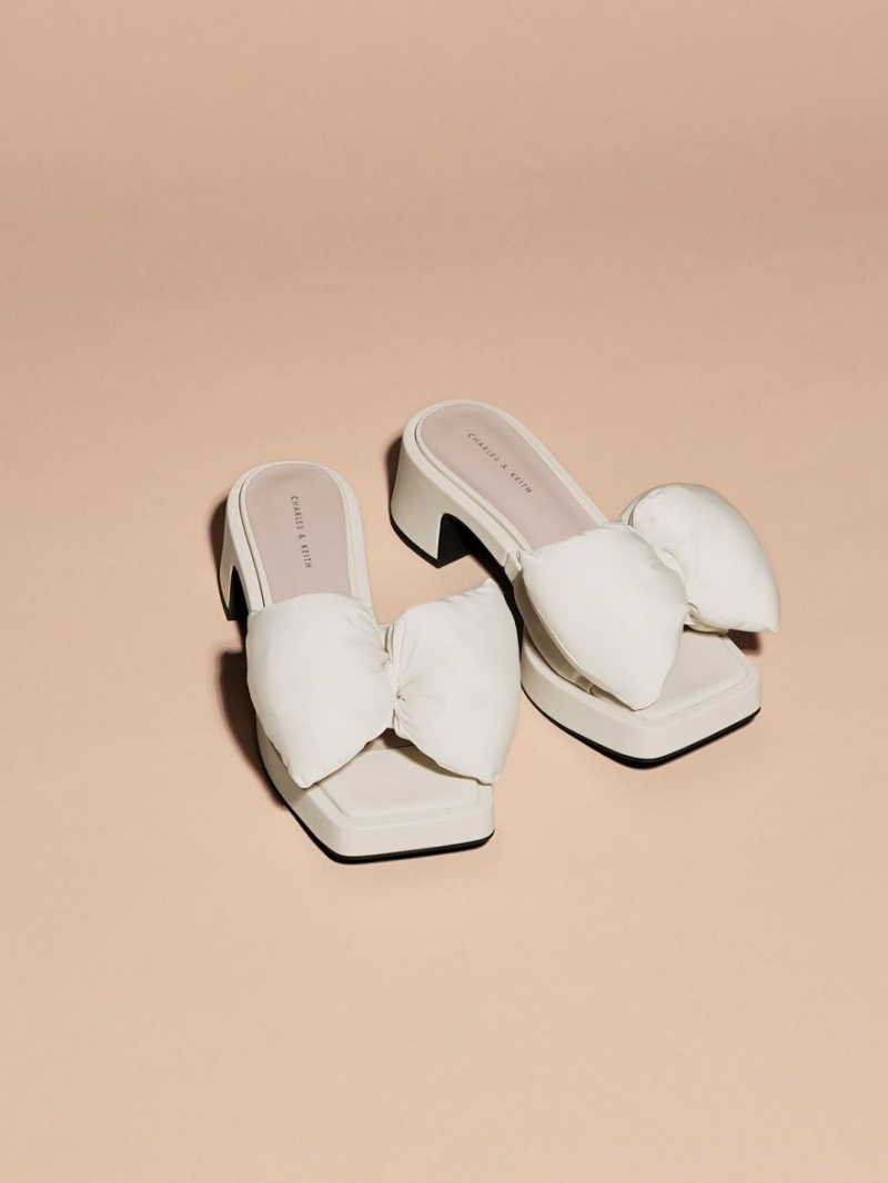 Mules Charles & Keith Puffy Bow Toc Albi | 251KNWJPH