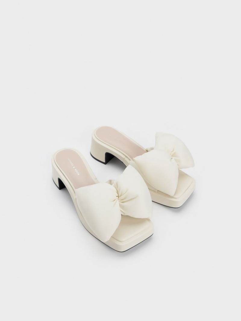 Mules Charles & Keith Puffy Bow Toc Albi | 251KNWJPH