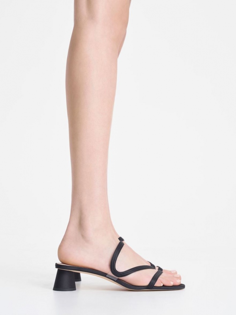 Mules Charles & Keith Satin Wavy Curea Negrii | 237HISCPK