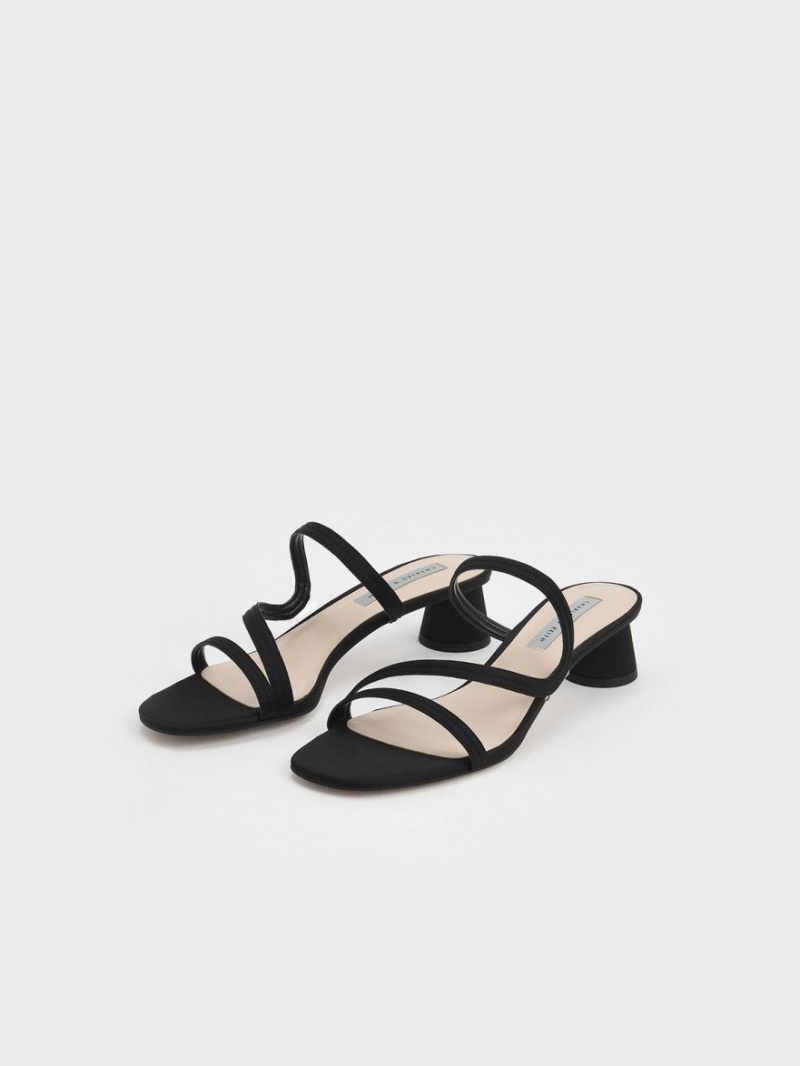 Mules Charles & Keith Satin Wavy Curea Negrii | 237HISCPK