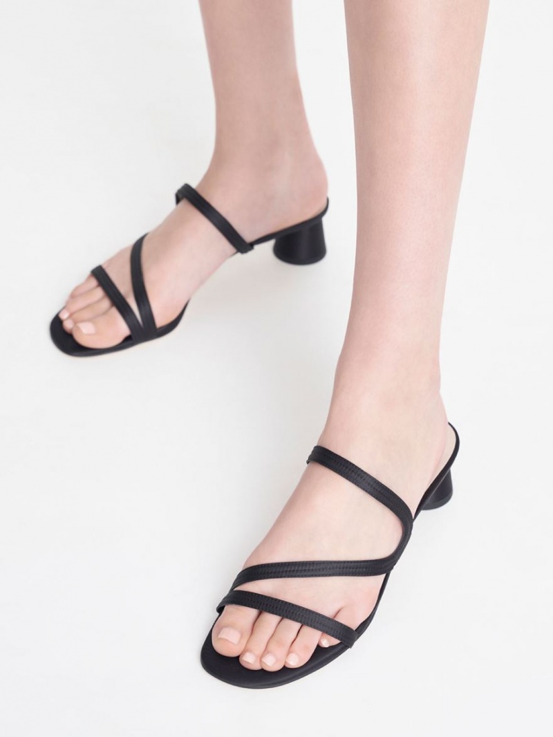 Mules Charles & Keith Satin Wavy Curea Negrii | 237HISCPK