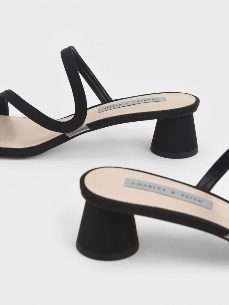 Mules Charles & Keith Satin Wavy Curea Negrii | 237HISCPK