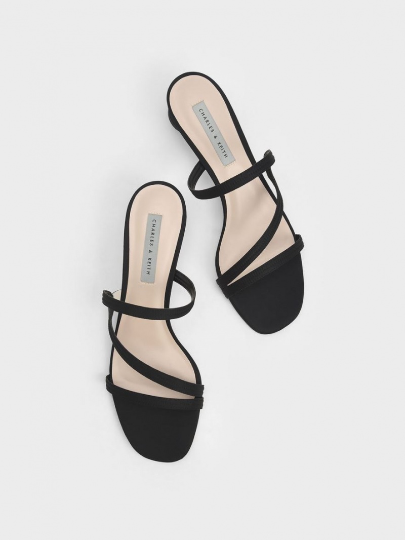 Mules Charles & Keith Satin Wavy Curea Negrii | 237HISCPK