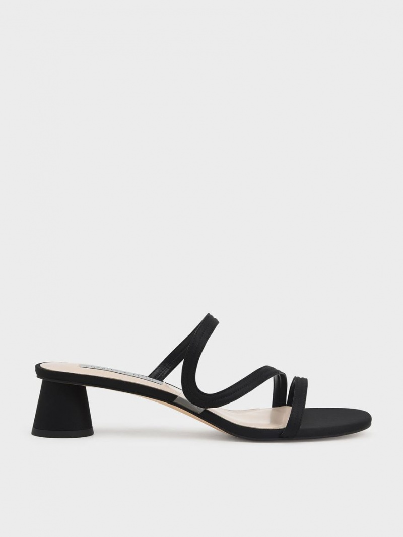 Mules Charles & Keith Satin Wavy Curea Negrii | 237HISCPK