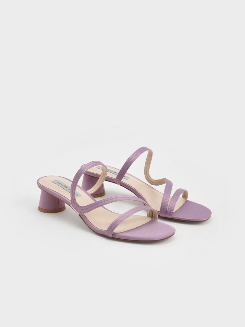 Mules Charles & Keith Satin Wavy Curea Violet | 617QYOZLC