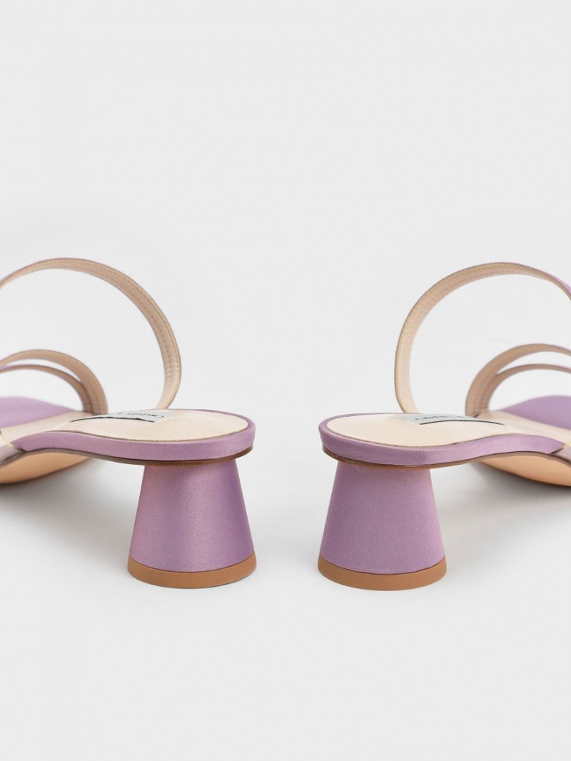 Mules Charles & Keith Satin Wavy Curea Violet | 617QYOZLC