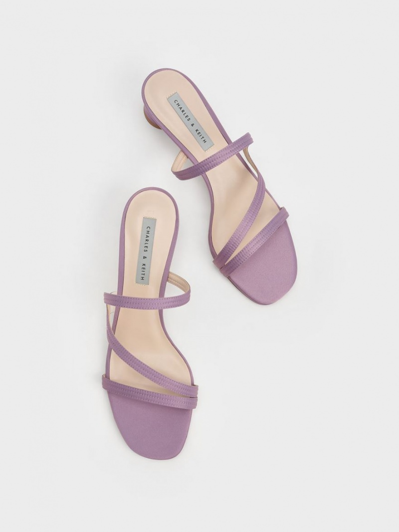 Mules Charles & Keith Satin Wavy Curea Violet | 617QYOZLC