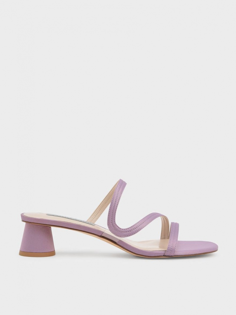 Mules Charles & Keith Satin Wavy Curea Violet | 617QYOZLC