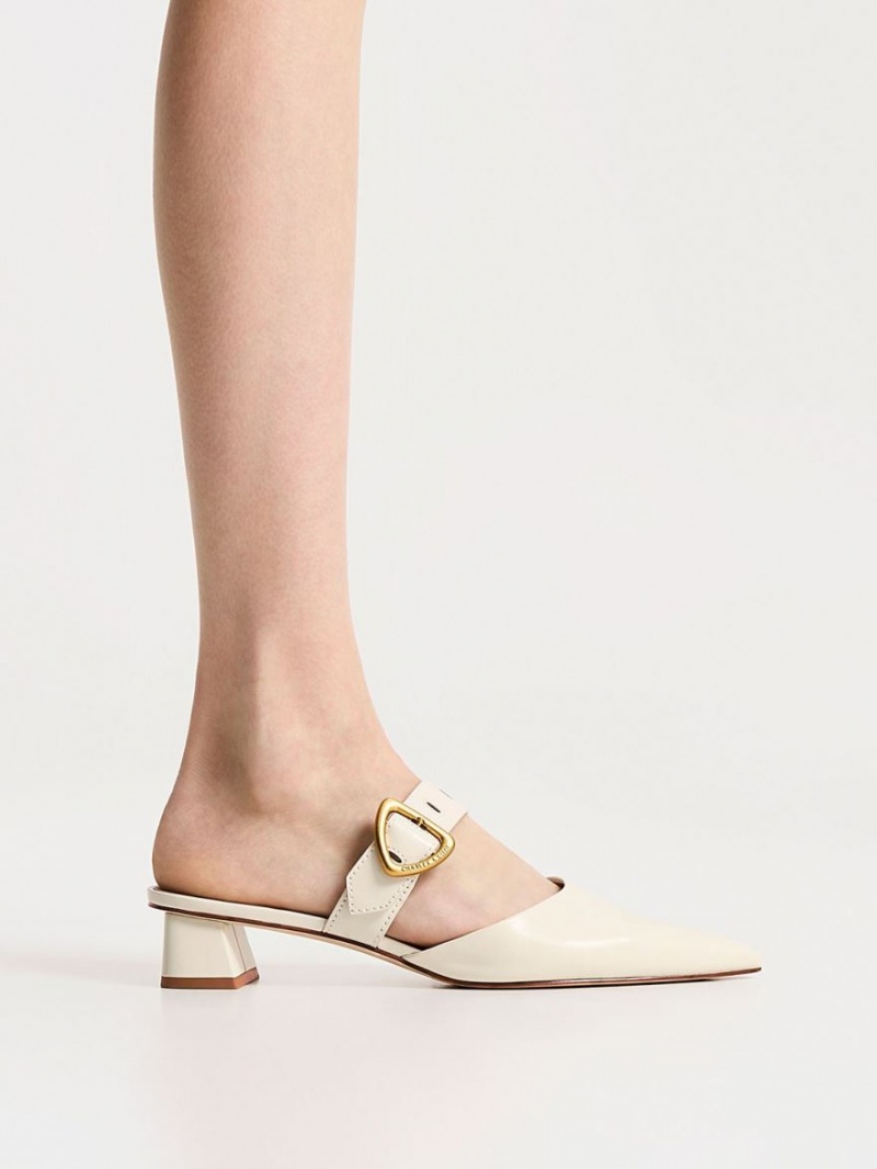 Mules Charles & Keith Sepphe Cut-Out Toc Albi | 012DVBUTI